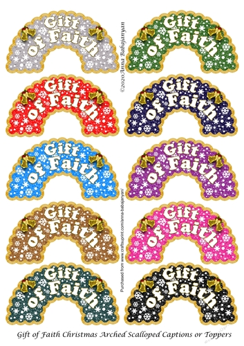 Gift of Faith Christmas Arched Scalloped Captions or Toppers