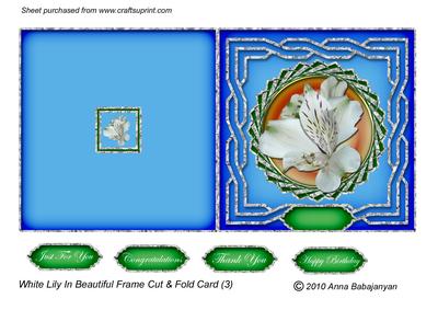 White Lily in Beautiful Frame Cut & Fold Card 3