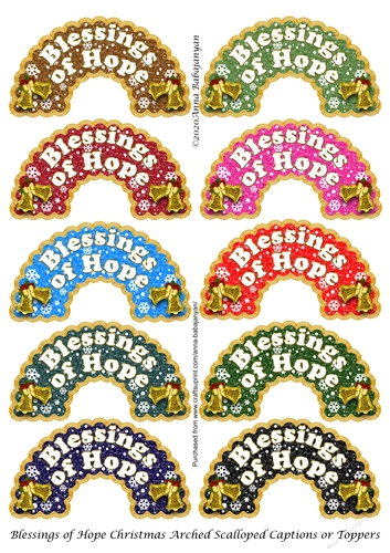 Blessings of Hope Christmas Arched Scalloped Captions or Toppers