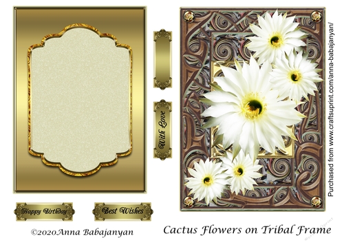 Cactus Flowers on Tribal Frame