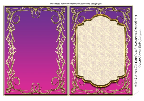 Blank Metallic Card with Decorated Borders 3