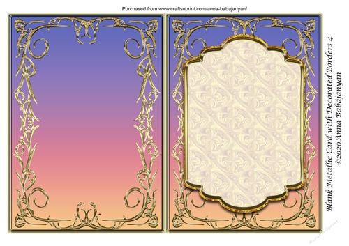 Blank Metallic Card with Decorated Borders 4