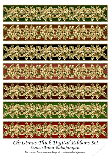 Christmas Thick Digital Ribbons Set