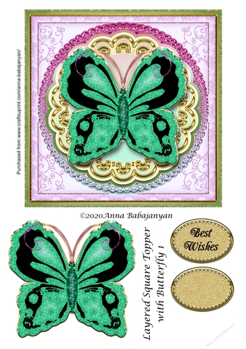 Layered Square Topper with Butterfly 1
