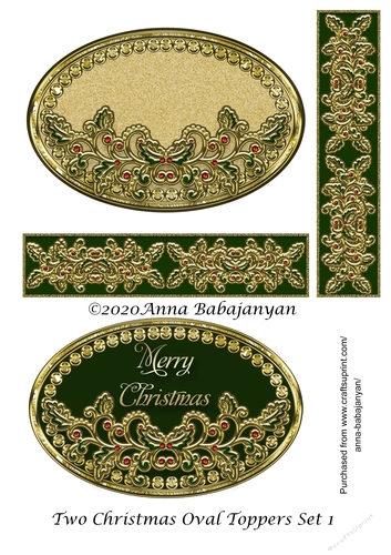 Two Christmas Oval Toppers Set 1