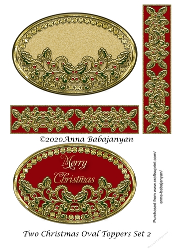 Two Christmas Oval Toppers Set 2