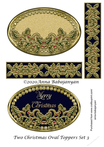 Two Christmas Oval Toppers Set 3