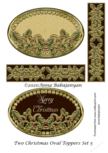 Two Christmas Oval Toppers Set 5