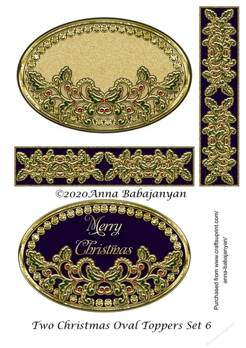 Two Christmas Oval Toppers Set 6