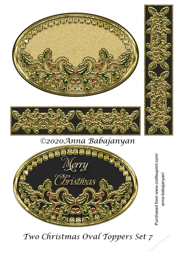 Two Christmas Oval Toppers Set 7