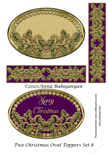 Two Christmas Oval Toppers Set 8