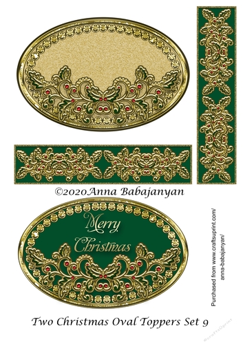 Two Christmas Oval Toppers Set 9