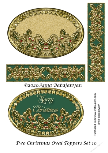 Two Christmas Oval Toppers Set 10