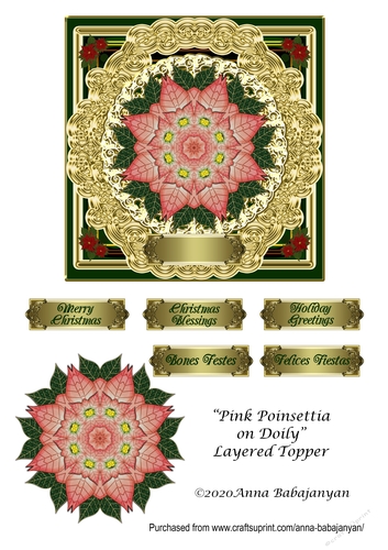 Pink Poinsettia on Doily Layered Topper