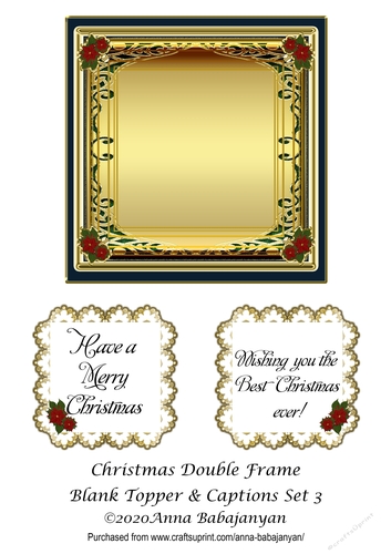 Christmas Double Frame Blank Topper & Captions Set 3