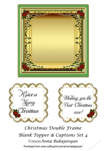 Christmas Double Frame Blank Topper & Captions Set 4