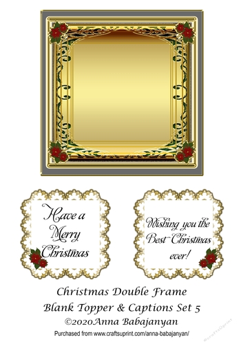 Christmas Double Frame Blank Topper & Captions Set 5