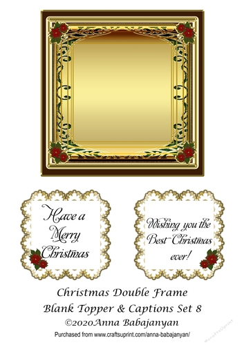 Christmas Double Frame Blank Topper & Captions Set 8