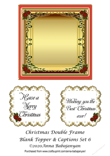 Christmas Double Frame Blank Topper & Captions Set 6