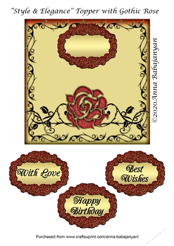 Style & Elegance Topper with Gothic Rose
