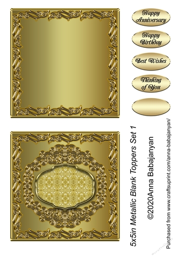 5x5in Metallic Blank Toppers Set 1