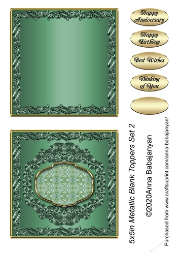 5x5in Metallic Blank Toppers Set 2