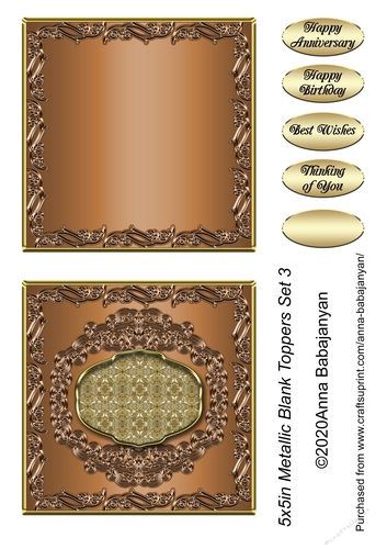 5x5in Metallic Blank Toppers Set 3