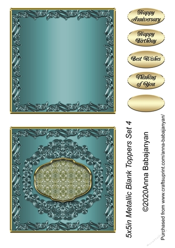 5x5in Metallic Blank Toppers Set 4