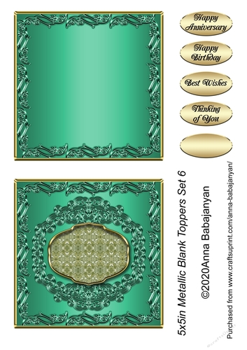 5x5in Metallic Blank Toppers Set 6