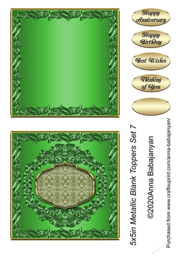 5x5in Metallic Blank Toppers Set 7