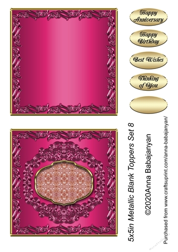 5x5in Metallic Blank Toppers Set 8