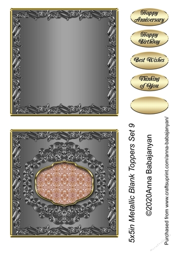 5x5in Metallic Blank Toppers Set 9