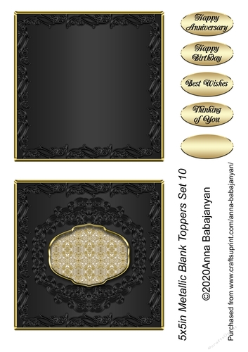 5x5in Metallic Blank Toppers Set 10