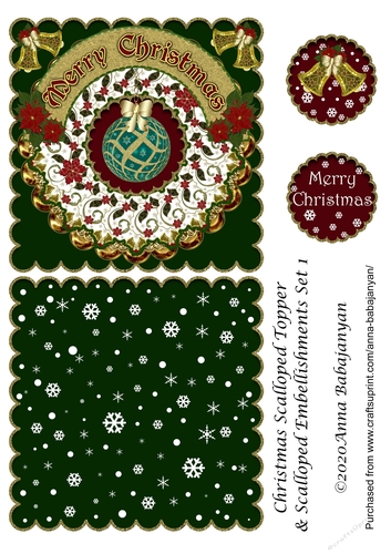 Christmas Scalloped Topper & Scalloped Embellishments Set 1