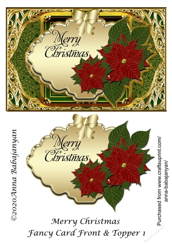 Merry Christmas Fancy Card Front & Topper 1