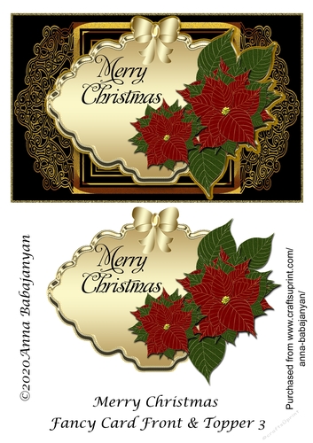 Merry Christmas Fancy Card Front & Topper 3