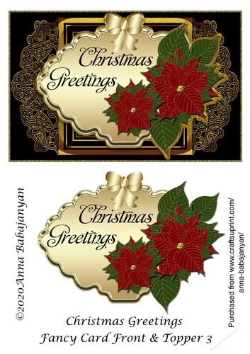 Christmas Greetings Fancy Card Front & Topper 3