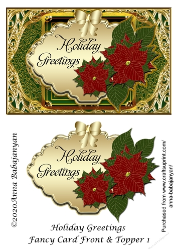 Holiday Greetings Fancy Card Front & Topper 1