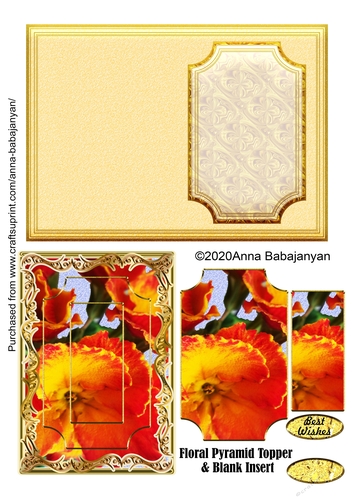 Floral Pyramid Topper & Blank Insert