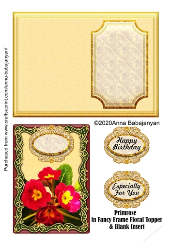 Primrose in Fancy Frame Floral Topper & Blank Insert