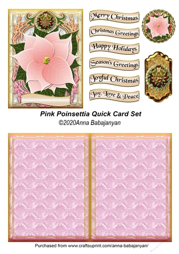 Pink Poinsettia Quick Card Set