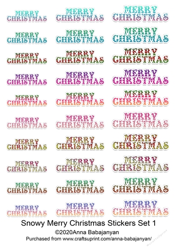 Snowy Merry Christmas Stickers Set 1