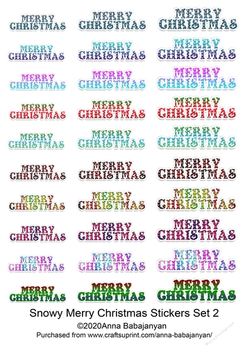 Snowy Merry Christmas Stickers Set 2