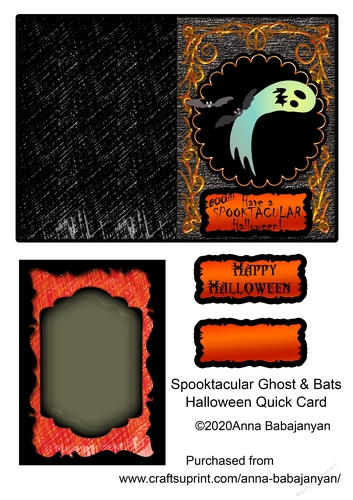 Spooktacular Ghost & Bats Halloween Quick Card