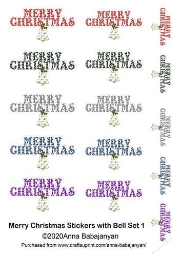 Merry Christmas Stickers with Bell Set 1