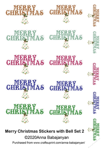 Merry Christmas Stickers with Bell Set 2