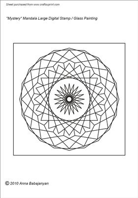 Mystery Mandala Large Digital Stamp/glass Painting