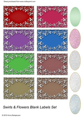 Swirls & Flowers Blank Labels Set