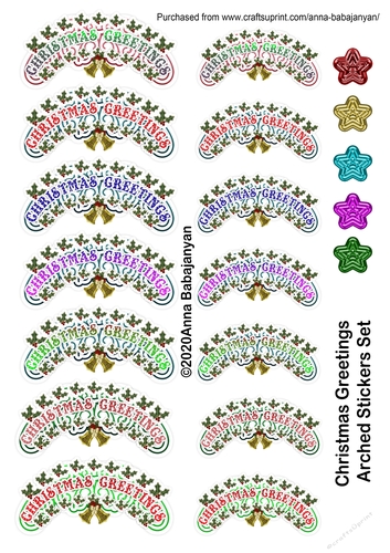 Christmas Greetings Arched Stickers Set