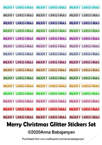 Merry Christmas Glitter Stickers Set